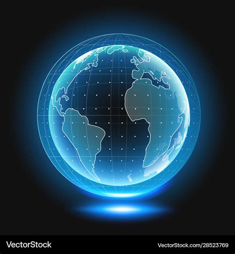 Holographic globe with continents computer Vector Image