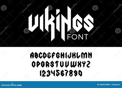 Gothic Vector Font Condensed Bold. Viking Celtic Medieval Barbarian Scandinavian Style Letters ...