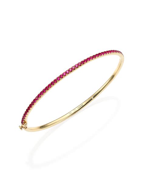 Kwiat Pink Sapphire & 18k Yellow Gold Stacking Bangle Bracelet in Red | Lyst