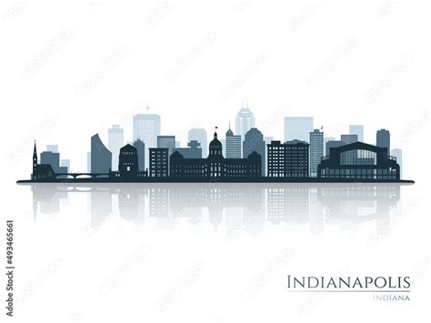 Indianapolis skyline silhouette with reflection. Landscape Indianapolis ...