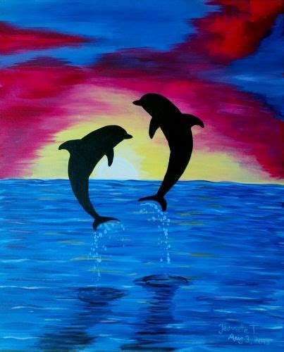 Sunset Dolphins at Domanico Cellars (Winery) - Paint Nite Events near Ballard, WA> | Dolphin art ...