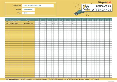 Employee Attendance Record Template 2017 ~ MS Excel Templates