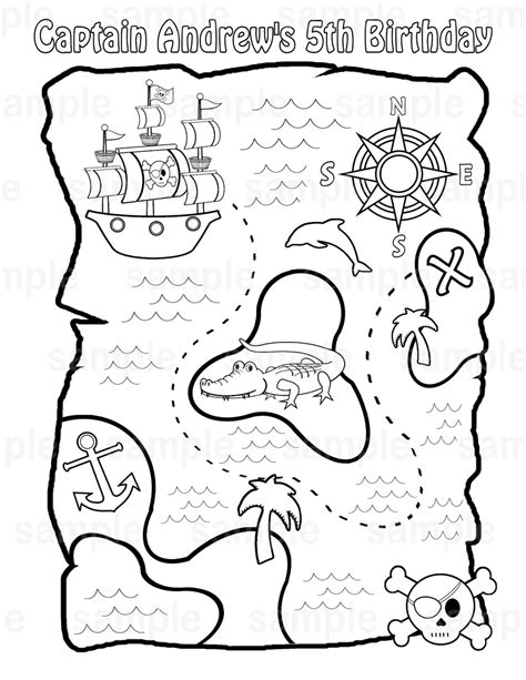 Pirate Treasure Map Coloring Pages - Coloring Home