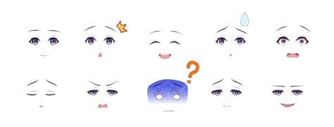 Premium Vector | Anime manga boy expressions eyes set