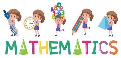 Premium Vector | Mathematics logo with girl in many movements isolated