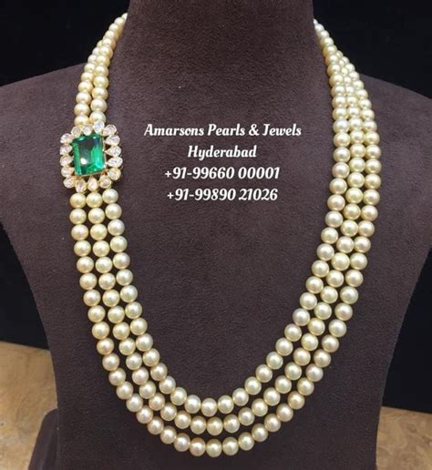 South sea pearl necklace with side pendant - Indian Jewellery Designs