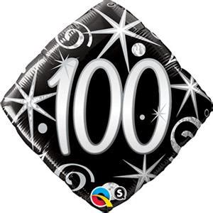 Elegant Number 100 Balloon | 100th Birthday Balloon Black and Silver ...