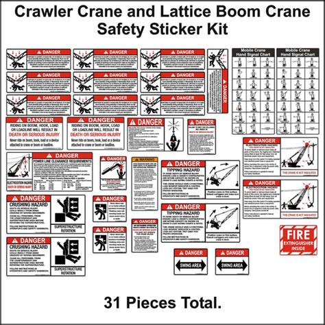 Crawler Crane and Lattice Boom Crane Safety Sticker Kit