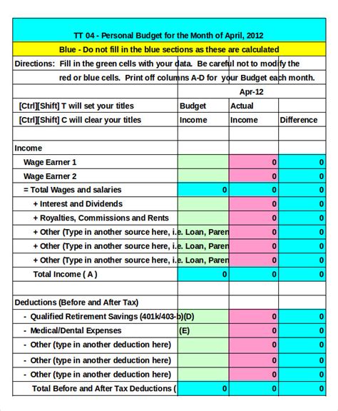 Free Personal Budget Template - 7+ Free Excel, PDF Documents Download | Free & Premium Templates