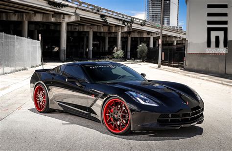 Sinister Corvette C7 With Red Custom Wheels — CARiD.com Gallery