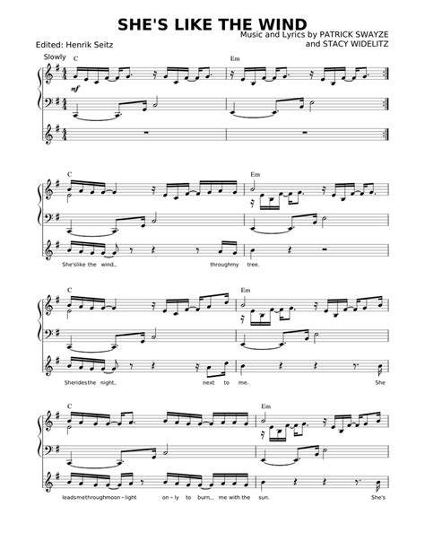 She's like the wind Sheet music for Tenor, Guitar (Mixed Duet ...