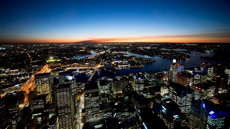 Aerial photo of cityscape, sunset, cityscape, night, building HD wallpaper | Wallpaper Flare