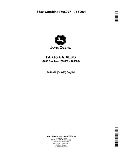 JOHN DEERE S680 COMBINE PARTS CATALOG MANUAL #2 – PROFMANUAL