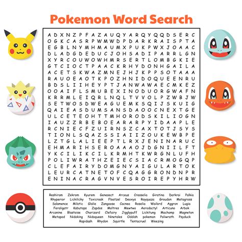 Pokemon Word Search Printable - Printable Templates