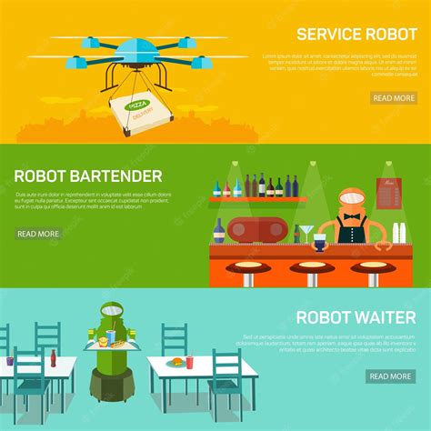 Premium Vector | Robots design concept set with service robot