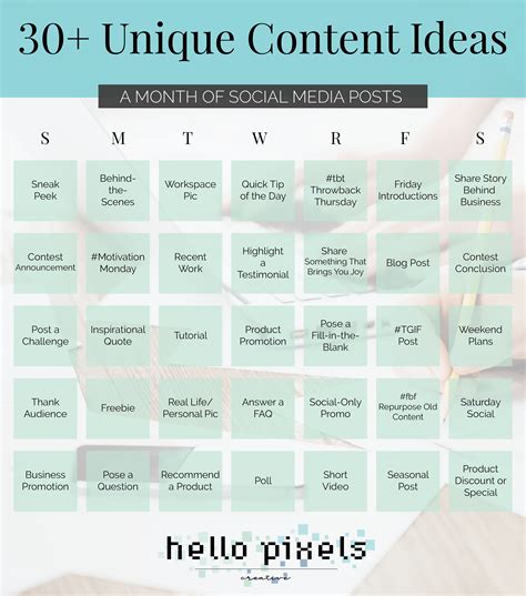 30+ Unique Social Media Content Ideas | Social media content calendar ...