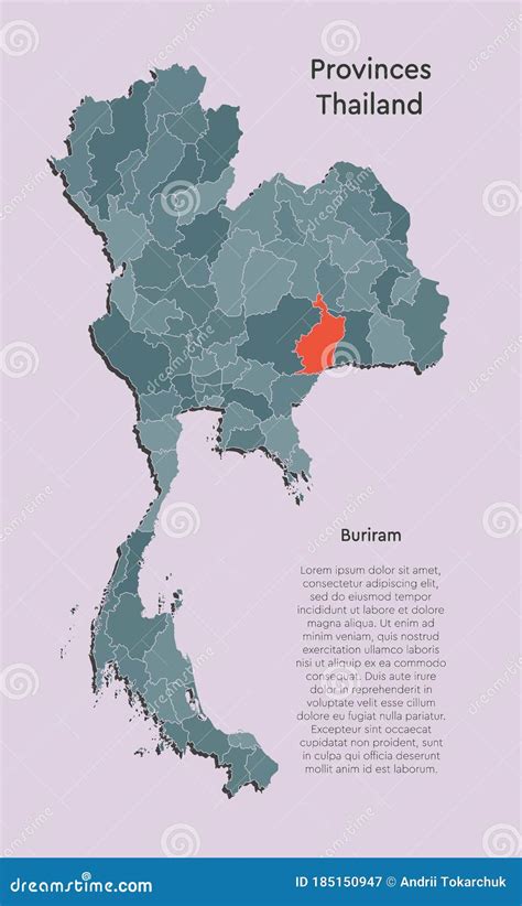 Asia Country Thailand Map or Province Buriram Stock Vector ...