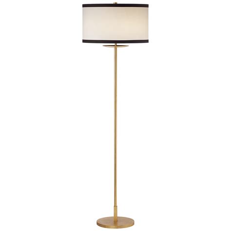 Walker Medium Floor Lamp in Various Colors and Designs - Gild / Cream Linen Shade with Black ...