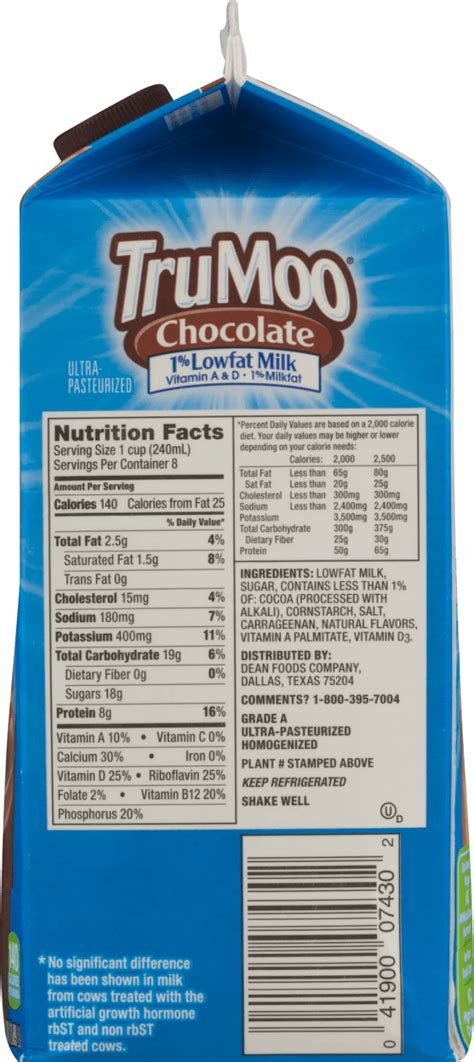 Trumoo Fat Free Chocolate Milk Nutrition Facts | Blog Dandk