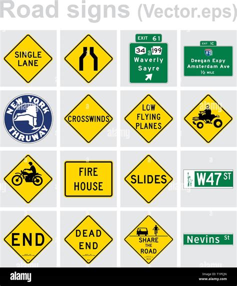 Traffic sign road concept design set. Illustration 4x4 per set Stock ...