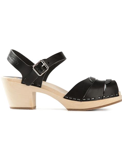 Lyst - Swedish Hasbeens Wooden Sole Sandals in Black