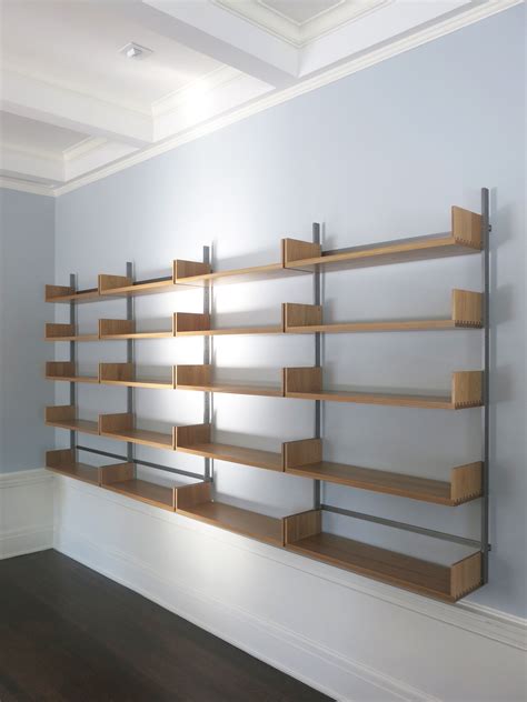 as4 modular shelving system in white oak and cold-rolled steel, wall ...