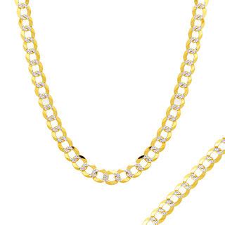 Men's 5.7mm Diamond-Cut Curb Chain Necklace in 14K Two-Tone Gold - 24" | Zales