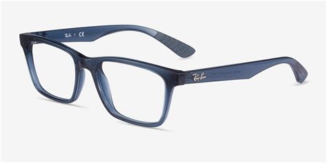 Ray-Ban RB7025 - Rectangle Blue Frame Eyeglasses | EyeBuyDirect