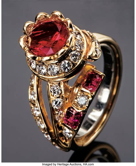 RED BERYL RING WITH DIAMONDS. ... Gems Jewelry | Lot #41111 | Heritage Auctions