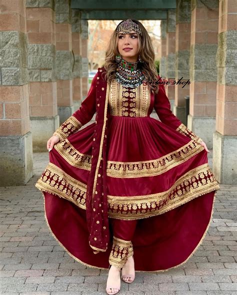 Afghan Kuchi Handmade Traditional Red Dress With Golden - Etsy New Zealand