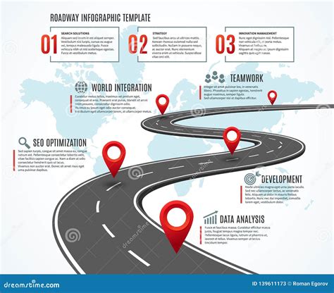 Business Road Map. Strategy Timeline with Milestones, Way To Success. Workflow, Planning Route ...