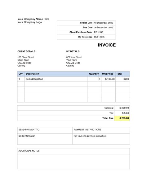 Tax Invoice Template Word Doc | invoice example