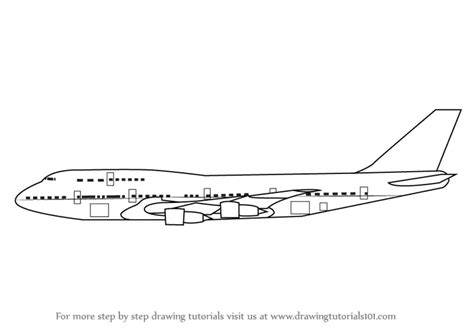 Learn How to Draw Aeroplane Sideview (Airplanes) Step by Step : Drawing Tutorials