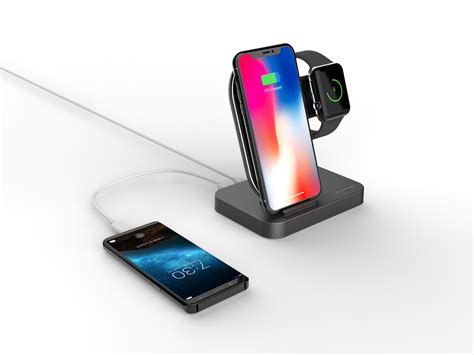 Techsmarter Qi Wireless Charger Station Dock for iPhone, Apple Watch & Extra USB-A Port ...