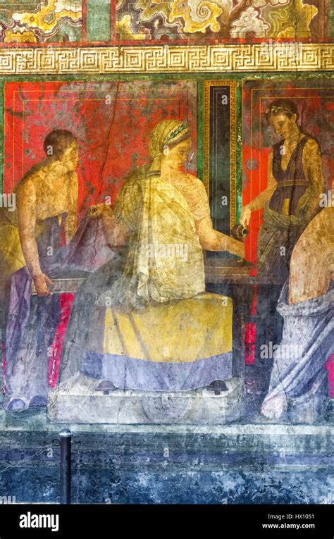 Fresco from Pompeii's Villa of Mysteries Stock Photo - Alamy