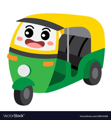 Auto rickshaw transportation cartoon character Vector Image