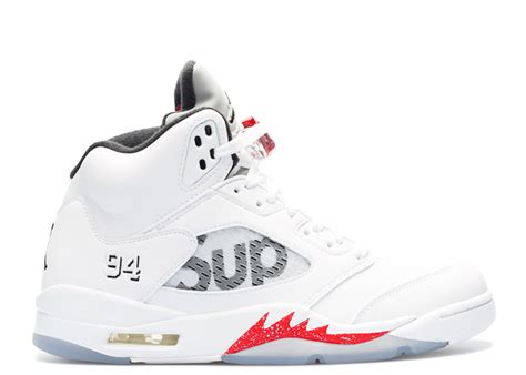 Supreme X Jordan 5 Retro 'White' - Air Jordan - 824371 101 - white/fire red/black | Flight Club