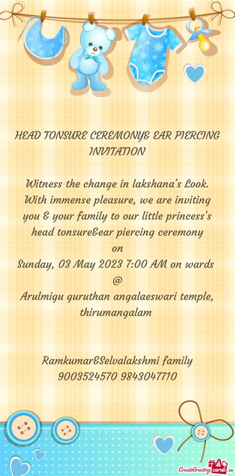 HEAD TONSURE CEREMONY& EAR PIERCING INVITATION - Free cards