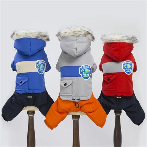 Winter Dog Snowsuit Ski Clothes Dog Cat Pet Cotton Padded Jacket Coat ...