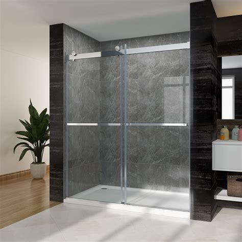 SUNNY SHOWER Double Sliding Frameless Shower Door, 60 in.W X 72 in.H, Upgrade 3/8 inch Clear ...