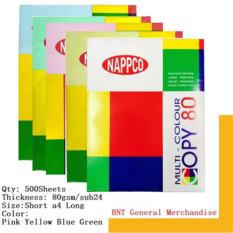 Nappco Copy Paper Substance 24 80gsm Colored Paper 1 Ream 500 Sheets A4 ...