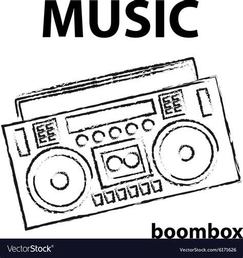 Boombox drawing retro sketch Royalty Free Vector Image