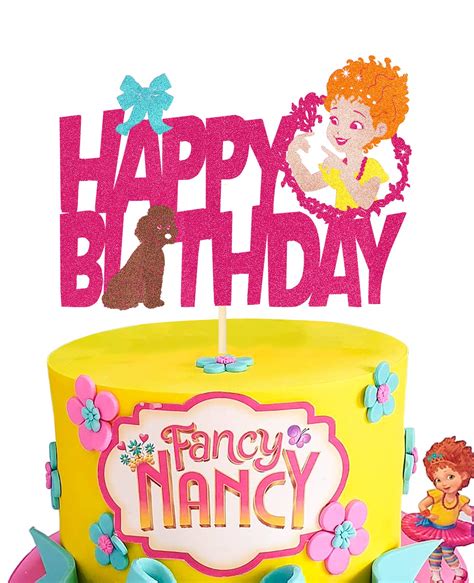 Buy RARITY Glitter Fancy Nancy Happy Birthday Cake Topper for Nancy and Frenchy Themed Birthday ...