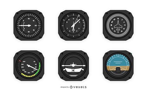 Airplane Cockpit Instruments Design Set Vector Download