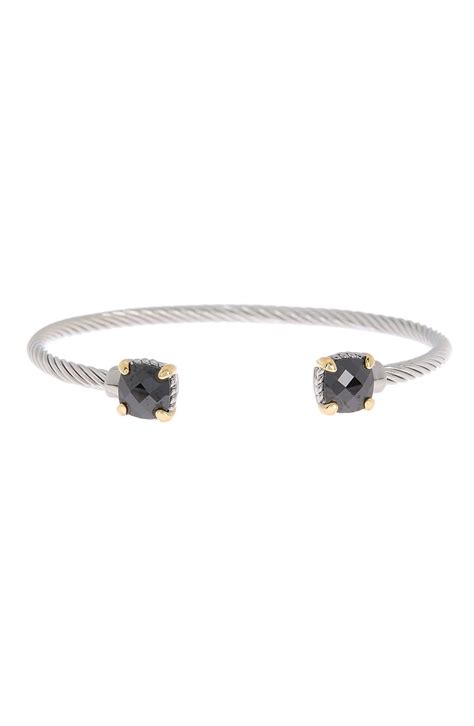 MESHMERISE Twisted Cable Black Topaz Open Ended Cuff Bracelet ...