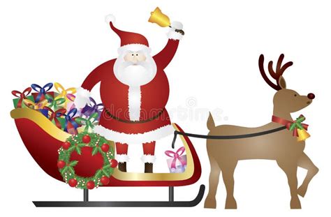 Santa Claus On Reindeer Sleigh Delivering Presents Stock Vector ...