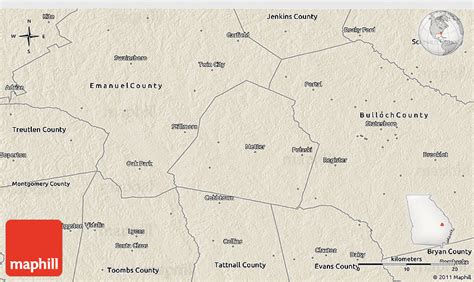 Shaded Relief 3D Map of Candler County