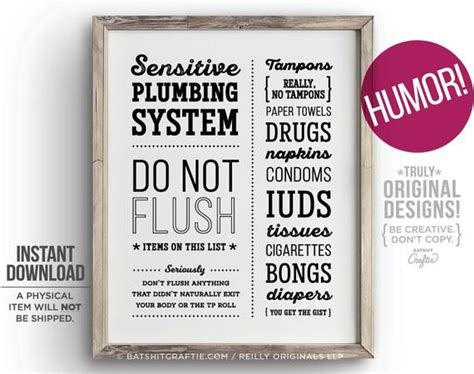 FUNNY Sensitive Plumbing PRINTABLE SIGN Septic System Bathroom - Etsy | Signs, Printable signs ...