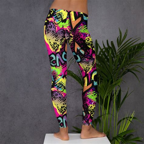 Womens Leggings Retro 80's 90's Neon Leggings - Etsy