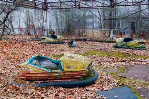 Abandoned Bumper Cars in the Amusement Park of Pripyat City in ...